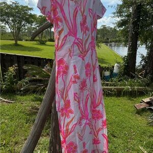 Lilly Pulitzer White and Pink Floral Maxi Dress